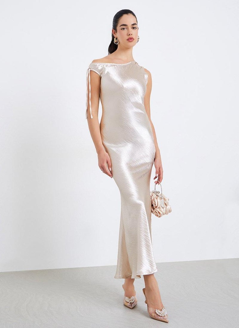 Styli Women Satin One Shoulder Bodycon Maxi Dress - Image 1